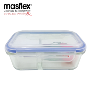 Masflex 700ML Rectangular Glass Food Container W/ Division