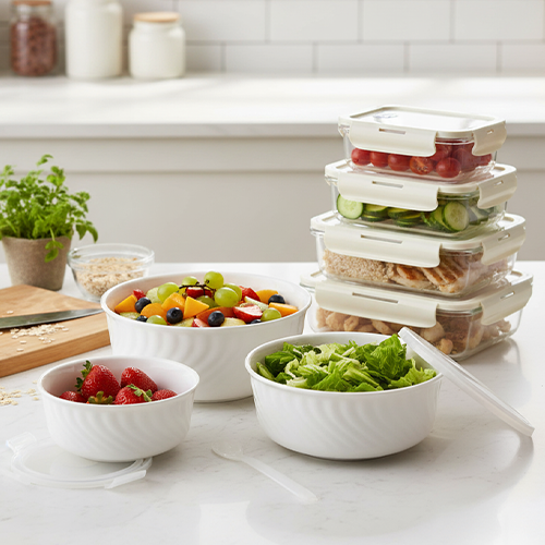 Masflex Rectangular Snack Tray with Condiment Holder