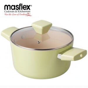 Masflex 24 cm Lime Ceramic Casserole with Glass Lid NS-C71