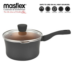 Masflex 20cm Prestige Non-stick Induction Saucepan with Glass Lid