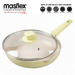 Masflex 28 cm Lime Ceramic Wok with Glass Lid NS-C76