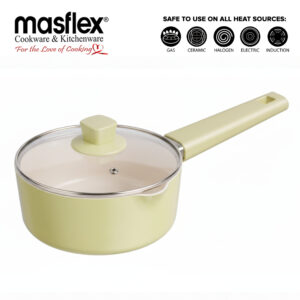 Masflex 16 cm Lime Ceramic Saucepan with Glass Lid NS-C72