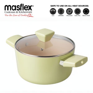 Masflex 20 cm Lime Ceramic Casserole with Glass Lid NS-C70
