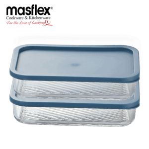 MASFLEX 2 PIECE RECTANGULAR GLASS CONTAINER W/ LID-BLUE