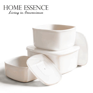 MASFLEX 3 PIECE SQUARE OPAL BOWL WITH LID