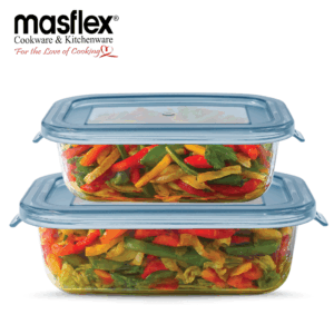 MASFLEX 2 PIECE RECTANGULAR GLASS CONTAINER WITH LID