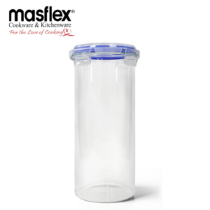 MASFLEX 1200ML AIRTIGHT ROUND GLASS JAR W/ LID(GRN/BLUE)