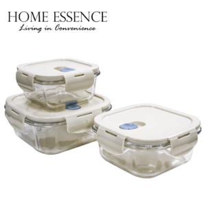 MASFLEX 3 PIECE SQUARE GLASS FOOD KEEPER SET