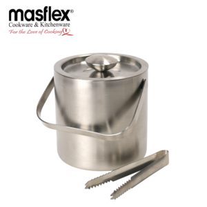 MASFLEX 1.3LTRS SS DOUBLE WALL ICE BUCKET W/ LID & TONGS