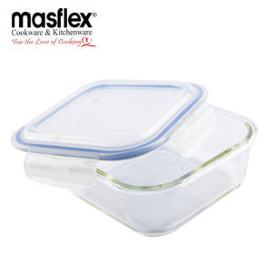 Masflex 1200 ml Square Glass Food  Container with PP Lid