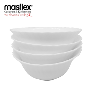 Masflex 4 piece Bowl 5 inch / 127 mm in White Made of Tempered Glass