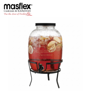 MASFLEX 8L GLASS DISPENSER WITH BLACK IRON STAND