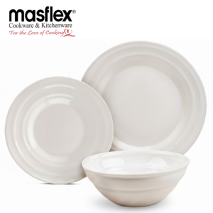MASFLEX 6 PIECE EMBOSSED OPAL DINNERWARE SET