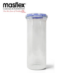 MASFLEX 1500ML AIRTIGHT ROUND GLASS JAR W/ LID(GRN/BLUE)