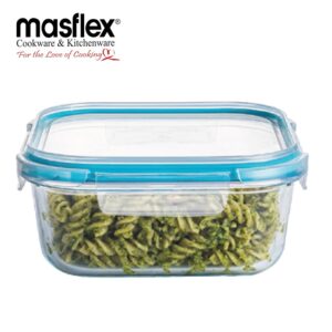 Masflex 1200ML SQUARE GLASS FOOD CONTAINER WITH LID