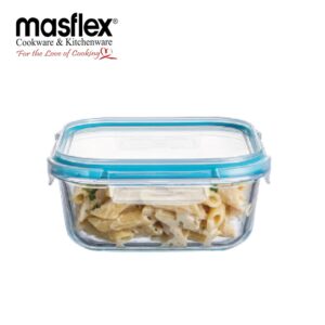 Masflex 320ML SQUARE GLASS FOOD CONTAINER WITH LID
