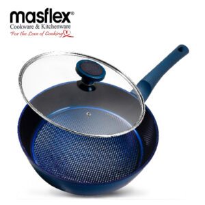 MASFLEX 28CM BLUE DIAMOND CERAMIC NON-STICK DEEP FRYPAN W/ LID