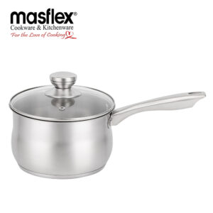 MASFLEX 18CM STAINLESS STEEL SATIN SAUCEPAN WITH GLASS LID