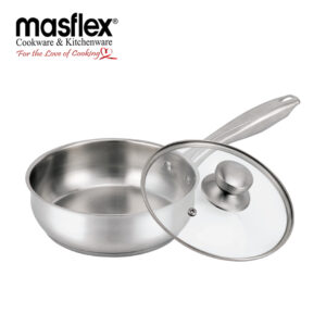 MASFLEX 20CM STAINLESS STEEL SATIN FRYPAN WITH GLASS LID
