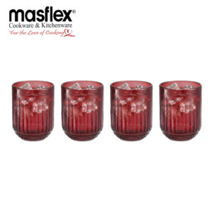 MASFLEX 4PCS 250ML COLORED GLASS TUMBLER-RED