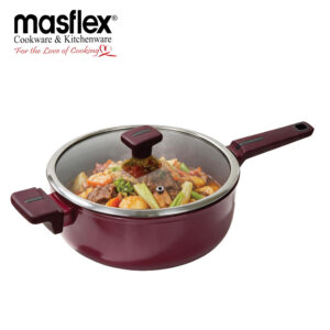 Nasflex 28cm Burgundy Forged Deep Frypan with Glass Lid