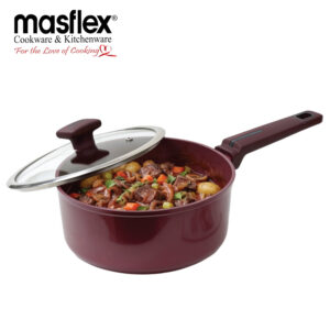Masflex 20cm Burgundy Forged Casserole with Glass Lid