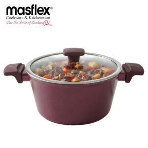 Masflex 28cm Burgundy Forged Casserole with Glass Lid