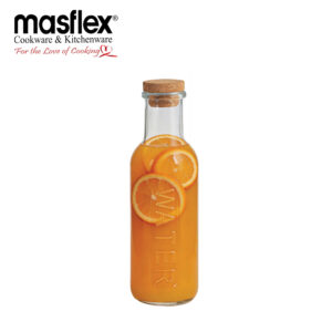 MASFLEX 1 LITER GLASS WATER BOTTLE WITH CORK CAP