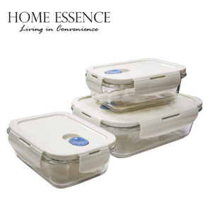 Home Essence 3 Piece Rectangular Glass Food Keeper Set