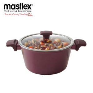 Masflex 24cm Burgundy Forged Casserole with Glass Lid